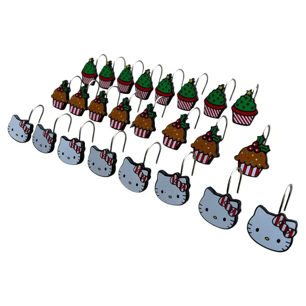 Sanrio Hello Kitty 2024 Holiday Christmas Shower Curtain Hooks 24-CT